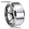 Anneau en carbure de tungstène à polissage élevé 12mm de large gros anneaux de pouce bague de mariage pour hommes bijoux de fête bords biseautés ajustement confortable