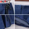 Denim Skirt For Women Plus Size Pencil s Womens High Waist Bow Tie Bandages Feminina Summer Clothing Woman 210428