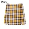 Frauen Plaid A-Linie Rock Sommer Plissee Split Casual Mini Zurück Zipper Bodycon Weibliche Hohe Taille Böden Faldas Mujer 210515