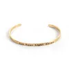 New Stainless Steel Positive Quotes Open Cuff Bangles Bracelets Gold Color Message "let Your Light Shine "16.7cm Long, 1 Piece Q0719