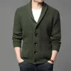 High End Wool Designer Tjock Autum Vinter Brand Fashion Cable Knit Tröja Jacka Män Casual Coats Koreanska Mens Kläder 211221