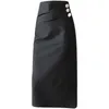 レディースプロのハイウエストブラックスカートスリム気質ミッドレングスウエア女性パッケージヒップスカート210527