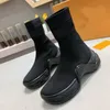 Women Socks shoes Designer sneakers Increase Damping running Shoes vacuum ladies ankle boots Wool stitching brown black and orange With box size35-40