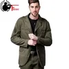 ミリタリースタイルのジャケット男性綿ドイツ軍の制服服カジュアルな戦術的なブレザー男性ファッションマルチポケットジッパーパッチワーク210518