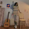 Woherb Argyle Fashion вязаный жилет Женская повседневная корейская пуловер Harajuku Kawaii Parted Spring осень без рукавов V-образным вырезом Бак Top 210806