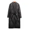 Manteau femme en cuir noir pour hiver chaud long surdimensionné femme mince coton veste 3XL vêtements d'extérieur 211011