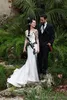 Et robes de mariée sirène blanche noire gothique robe de mariée 2022 Lace Applique Satin Sweep Train Made Custom Plus Taille Vestido de Novia