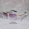 2023 Designer Lunettes Nouveau Vintage Sans Monture Surdimensionné Lunettes De Soleil Hommes Oculos Style Léopard Carré Métal Ombre De Coupe Lentille Gafas Femmes Pour L'extérieur 120