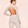 Ladies Sexig Full Sleeve Belt Halter Bodycon Bandage Jumpsuit Celebrity Designer Fashion Party 210527