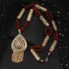 Chaîne Ethinic Femmes Algérie Perles Pendentif pour Caftan Robe De Luxe Mariée Long Collier