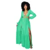 Casual Dresses RMSFE 2021 Women's Sexy Deep V-Neck Long Sleeve Fashion Irregular Solid Color Dress