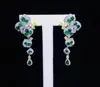 Emerald Green Wedding Earrings Natural Diamond Oorbellen Set Luxe Set Diner Stijl Oorbellen Voor Dames Mode Diamond Bruiloft Bruids Sieraden