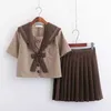 Kawaii Japanese sailor suit JK uniform student jacket school college style long sleeve female spring autumn Brown 210526