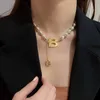 Moda simple personalidad moderno collar perla letra b neta celebridad diseño sentido elemento ornamentos mujeres collares collares