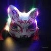 Masques de fête d'Halloween 2021 Masque de chat Gatto Masque de chat lumineux Flash Masque de renard de dessin animé Cosplay Demi-visage Chat T2I52307