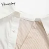 Yitimuceng Paski Patchwork Bluzka Kobiety Przycisk Koszule Luźne Wiosna Moda Turn-Down Kołnierz Długie Rękaw Casual Topy 210601