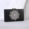 Kvinnors Koppling Bag Evening Clutch Sun Flower Crystal Wedding Purse för Bridal Shoulder Bag