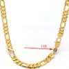 Mäns halsband Real 18 K Stämpel Solid Guld Figaro Link Kedja Fine Authentic Finish Ltalian 10 mm 24 tum