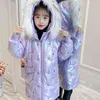 Осень зима дети девушки одежда длинная куртка из искусственного меха детские пальто снега верхняя одежда рукава капюшона одежда 211203
