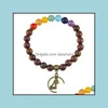 Braccialetti Bracciale in pietra curativa Chakra, braccialetto con perline di legno da 8 mm, gioielli per meditazione yoga per donne uomini con perline, fili consegna goccia 2021 HD