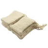 Naturlig Sisal Soap Bag Exfoliating Soap Saver Pouch Holder Wht0228