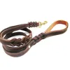 Dog Collars & Leashes Focuspet Leather Leash Double Handle 5.7 Ft Walking Training Leads Rope For Small Medium Large Dogs Brown