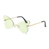 Gafas de sol sin montura a la moda para mujer, gafas Vintage transparentes con lentes oceánicos para hombre, gafas de sol rosadas y amarillas, gafas de sol UV4001293838