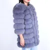 Women's Fur Women's & Faux OFTBUY 2022 Long Real Coat Winter Jacket Women Natural Outerwear Streetwear Three Quarter Sleeve Thick Warm