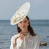 Stingy Brim Hats Big Chapeau Cap Women Wedding Wide Fascinator Hat Ladies Femal Party Headpiece Formell Dress Fedora Hair Band8931869