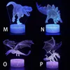 2021 Multi Styles LED Base Table Night Light 3D Illusion Lamp Dinosaur 4mm Acrylic Lights Panel RGB med fjärrkontroll