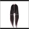 Fecho de Cabelo Humano Peruano 2x6 Fechamento de Laço Cabelo Peruano Reto PARTE MÉDIO COM Fechamentos de Cabelo Bebê 8-20inch Eqnrw CyqfJ