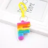 Accessoires Decompressie Toy Rainbow Color Letter PVC Sleutelhanger Hanger Zachte Rubber Siliconen Anti Stress Fidget Pop Hangers 2350 Y2