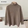 WYWM Turtle Neck Cashmere Sweater Women Korean Style Loose Warm Knitted Pullover Winter Outwear Lazy Oaf Female Jumpers 211007