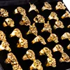 Anéis para homens 50pcs mixados ouro banhado de alta qualidade punk gótico sortido de lotes de lotes inteiros motociclistas de motociclistas Vin280v masculino