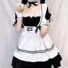 Black Cute Sweet Lolita Maid Costumes Waiter Girls Women Lovely Sexy Cosplay Costume Animation Show Japanese Outfit Dress Clothes Mini Pinafore Plus Size S-2XL