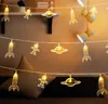 LED String Light Party Decoratieve Astronaut Ruimteschip Raket UFO Hangers Gloeiende Banner Vakantie Kinderen Verjaardag Muur Raam Boom Decor 10 20 40 lichten 19.68ft