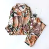 Piżamy dla kobiet Bawełna Silk Pajama Zestawy Piżama Siek Lato Cienkie Długie Spodnie Z Długim Rays Rayon Damskie Odzież w domu 2 sztuki Zestaw X0526
