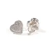 Double couche Love Heart Drop Boucles d'oreilles Stud 1 paire Casual 925 Argent Glacé Diamant Micro Pave Cubique Zircon Boucle D'oreille Hommes Femmes gif300J