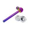 Smoking Tobacco Pipe Sets with 1pcs Herb Grinder&Mesh Pocket Screen Metal Smoke Pipes for Glass Bong Dab Rig free type