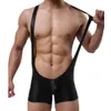 Unterhosen Gays Sexy Herrenunterwäsche Bodysuit Boxer Jumpsuits Wrestling Singlets Dessous Gay Jockstrap Adult Slave Game Wear Schwarz Siod