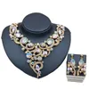 Ensembles de bijoux de mariage luxueux, grand collier et boucles d'oreilles en cristal strass, cadeau de noël pour femmes, 258H
