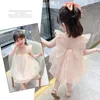 幼児の女の子の翼フライスリーブドレス子供服フリュズのサンドレスプリンセスコスチューム夏の服210529