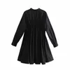 Loose Long Sleeve Blouse Dresses Women Front Button Split Dress Solid Color Casual Clothes 210421