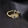 S2458 Gioielli Fashion Evil Eye Eye Ring Women039s Zircone intarsiato Apertura degli occhi blu regolabili 7640623