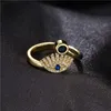 S2458 Fashion Jewelry Evil Eye Ring Women039s Inlaid Zircon Opening Justerbara Blue Eyes Rings7815537