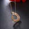 Liść wzorzyste pełne kryształowe inkrustowane luksusowe kobiety wisiorek łańcuch naszyjnik 18k złoty wypełniony prezent mody