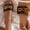 Women Slippers Flip Flop 2021 Fashion Summer New Style Flat Sandals Colored Gold Buckle Outdoor Leisure Non-slip Beach Slippers X0523