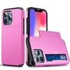 Casos de telefone celular para iPhone 14 Pro máximo 13 mini 12 11 xs xr x 8 7 plus SE DELUXE PC PC TPU Armadura Caso de choque de choques Crédito do cartão de crédito Slide