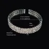 Volledige strass 3 rij zilver Golden Ploated Crystal Women's armbanden en Bangles Wedding Bridal Sieraden Bangle Inte22