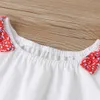 Winter Children Sets Long Sleeve O Neck White Loose T-shirt Red Print Flare Pants Cute 2Pcs Girls Boys Clothes 18M-6T 210629